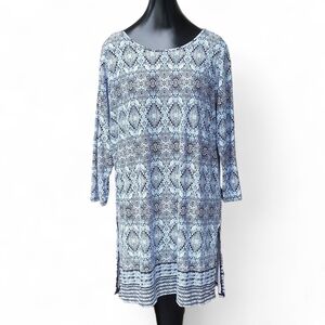 Philosophy Blue and Black Snake Skin Patterned Tunic Top 1X
